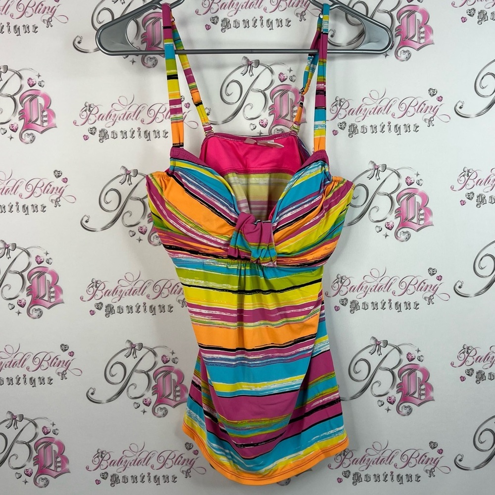 Anne Cole signature tankini top bikini tank top stripes Multicolor Striped